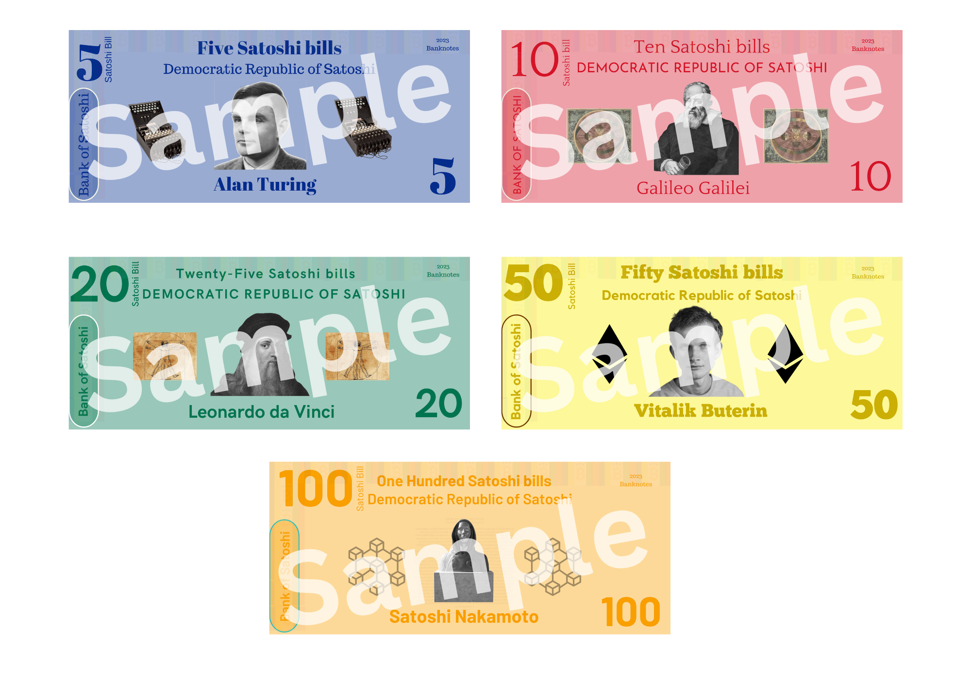 Obverse of the 2023 Satoshi bill banknotes